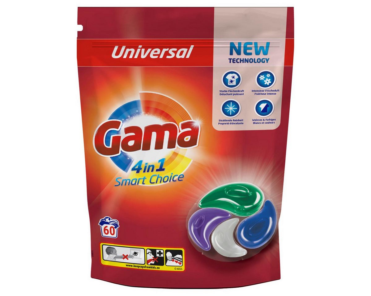GAMA Gama Flüssigwaschmittel Universal Caps 4in1 für 60 WL Waschmittel (1er Vollwaschmittel GAMA Gama Flüssigwaschmittel Universal Caps 4in1 für 60 WL Waschmittel (1er Vollwaschmittel von GAMA