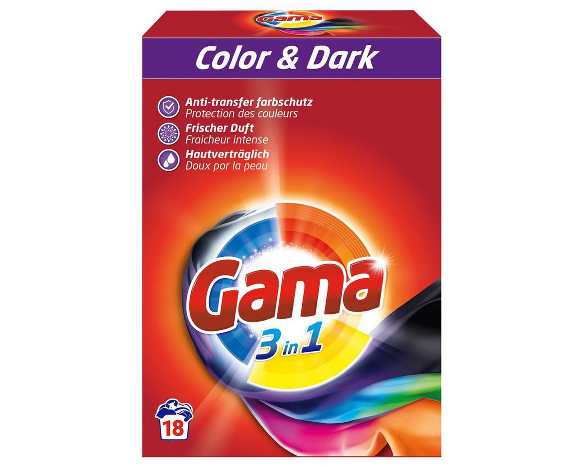 GAMA Gama Waschpulver Color & Dark 3in1 für 18 WL Waschmittel 1,08kg (1er P Colorwaschmittel GAMA Gama Waschpulver Color & Dark 3in1 für 18 WL Waschmittel 1,08kg (1er P Colorwaschmittel von GAMA
