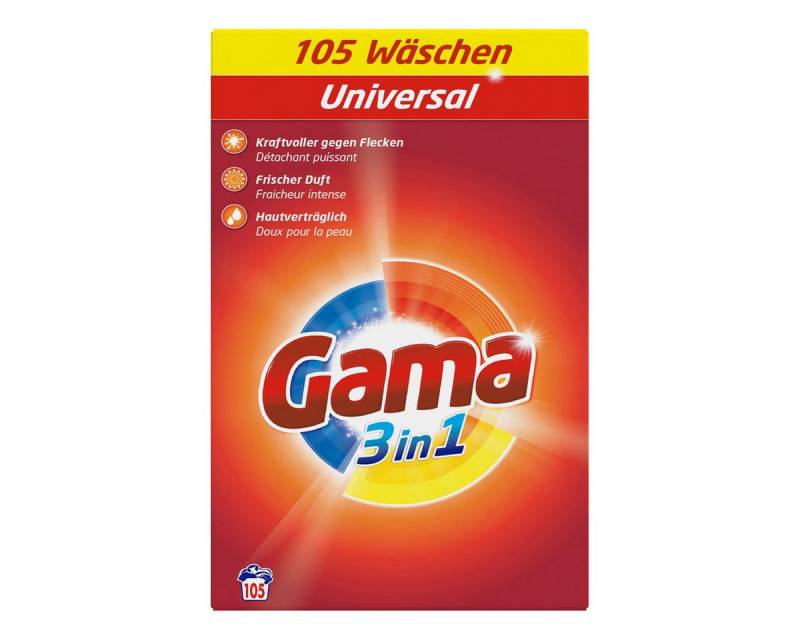 GAMA Gama Waschpulver Universal 3in1 für 105 WL Waschmittel 6,3kg (1er Pack Vollwaschmittel von GAMA