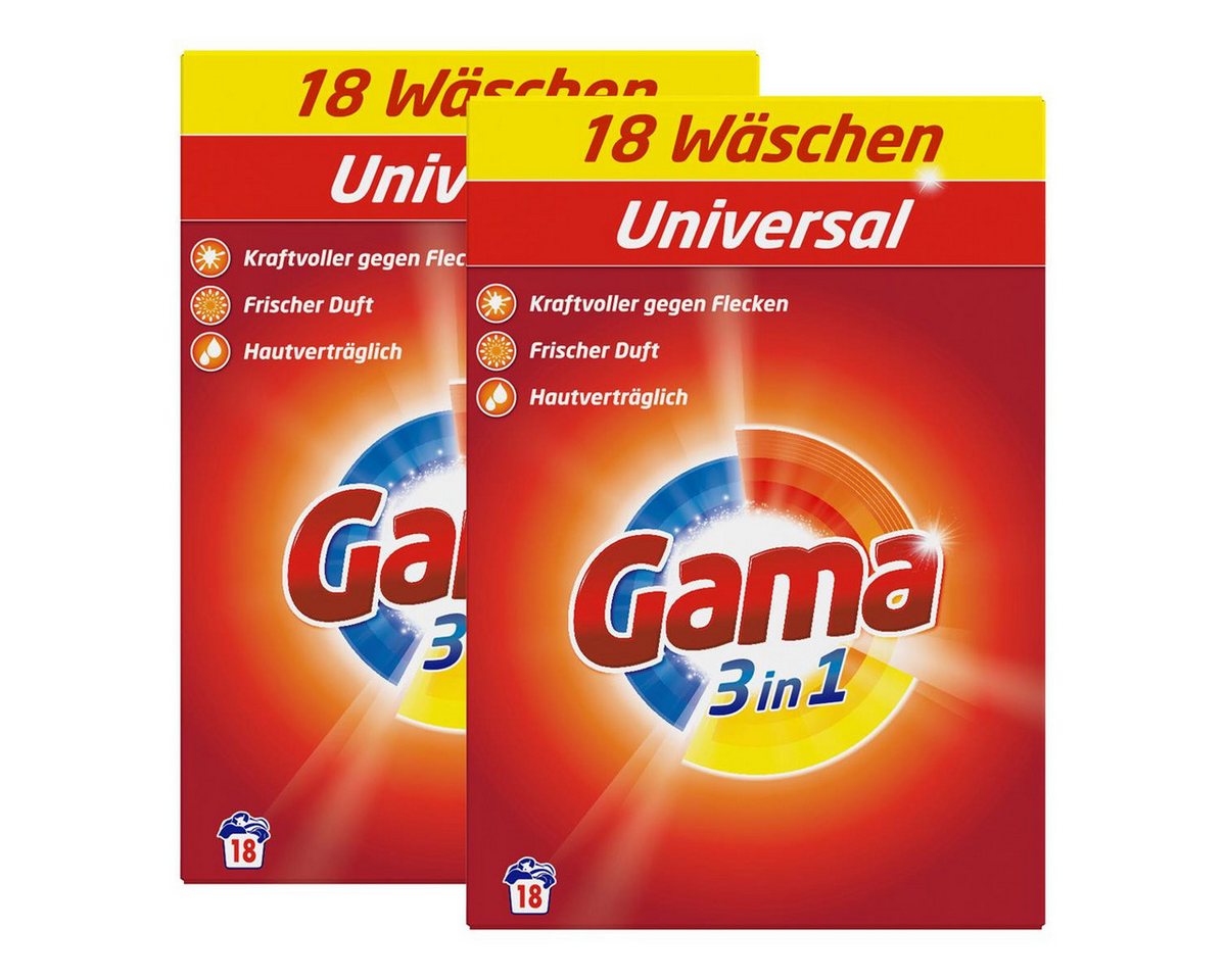 GAMA Gama Waschpulver Universal 3in1 für 18 WL Waschmittel 1,08kg (2er Pack Vollwaschmittel GAMA Gama Waschpulver Universal 3in1 für 18 WL Waschmittel 1,08kg (2er Pack Vollwaschmittel von GAMA