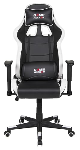GAME ROCKER Gaming Stuhl G-10 Kunstleder, schwarz/weiß, bis 110 kg belastbar von GAME ROCKER