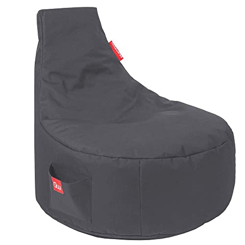 GAMEWAREZ Alpha Grey Sitzsack – Gaming-Sitzsack mit Rückenlehne zum Zocken, praktische Seitentasche zur Aufbewahrung, robust und reißfest, Made in Germany, grau von GAMEWAREZ