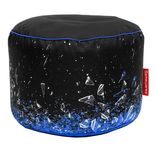 Gamewarez Arctic X-Ray Station Hocker – Gaming-Hocker, Sitzhocker, Fußhocker zum Zocken, mit Seitentasche, robust und reißfest, Made in Germany, blau von Gamewarez
