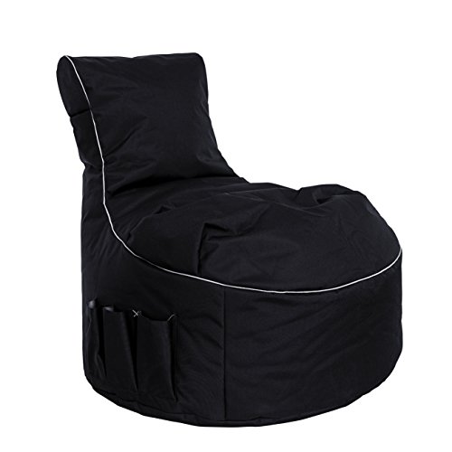 Gamewarez Cosmic Lightning 2.0 Sitzsack – Gaming-Sitzsack, Gamer Sessel mit Rückenlehne zum Zocken, Indoor und Outdoor geeignet, mit Seitentasche & Headset-Halter, Made in Germany, schwarz-grau von Gamewarez
