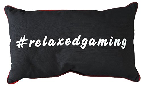 GAMEWAREZ Gaming Kissen für Wohn- und Schlafzimmer, Reisekissen, Made in Germany. Grau meliert mit rotem Keder. Ideal zum verschenken. von GAMEWAREZ