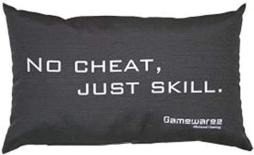 GAMEWAREZ Kissen "No cheat, just skill" für Wohn- und Schlafzimmer, Reisekissen, Made in Germany. Grau meliert mit angesagtem Gaming-Spruch von GAMEWAREZ