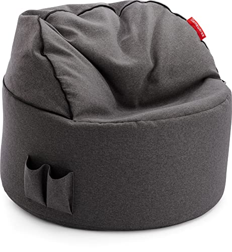 GAMEWAREZ Morph Samt Sitzsack – 3-in-1 Gaming-Sitzsack mit Rückenlehne, Gaming-Sitzhocker und Fußteil zum Zocken, praktische Seitentasche zur Aufbewahrung, robust, Made in Germany, schwarz von GAMEWAREZ
