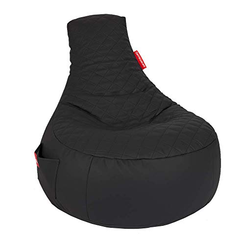 GAMEWAREZ Alpha Black Hurricane Sitzsack – Gaming-Sitzsack mit Rückenlehne zum Zocken, praktische Seitentasche zur Aufbewahrung, robust und reißfest, Kunstleder, Made in Germany, schwarz von GAMEWAREZ