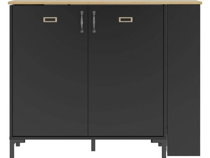 Bartisch GAMI Manchester , schwarz (schwarz, eiche helvezia, schwarz, eiche helvezia), B:94cm H:93cm T:45cm, Tische, Bar schwenkbar 2 Türen von GAMI