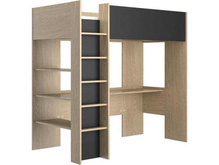 Gami Hochbett Nael Hochbett 90 / 200 mit Schreibtisch, beige von GAMI