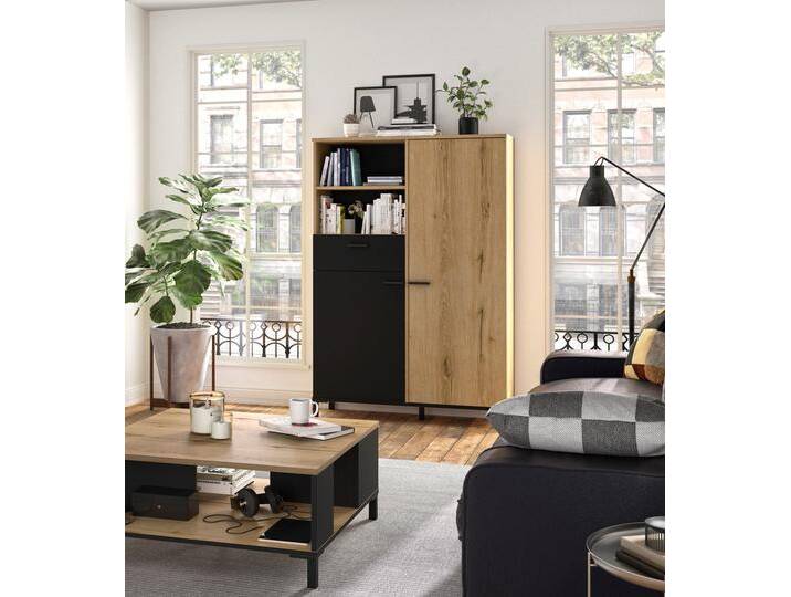 Highboard GAMI Trust , braun (eiche helvezia), B:102cm H:150cm T:36cm, Sideboards, mit einer Schublade von GAMI