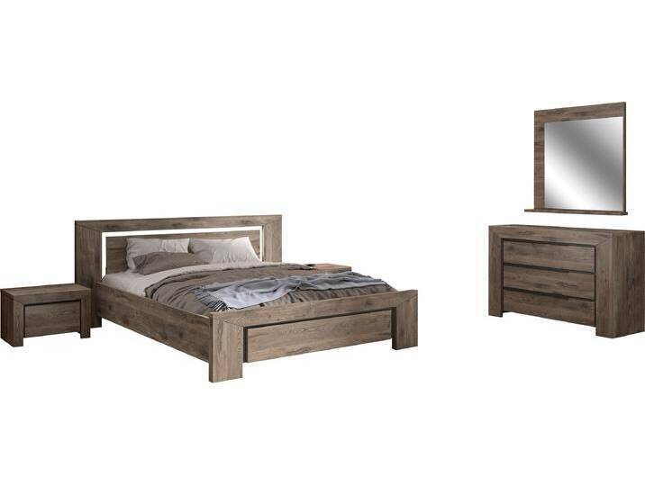 Jugendzimmer-Set GAMI Brugge , braun (eiche natur), ohne Matratze, B/H: 180cm x 200cm, Spanplatte, Schlafzimmermöbel-Sets, In 2 Farben erhältlich von GAMI