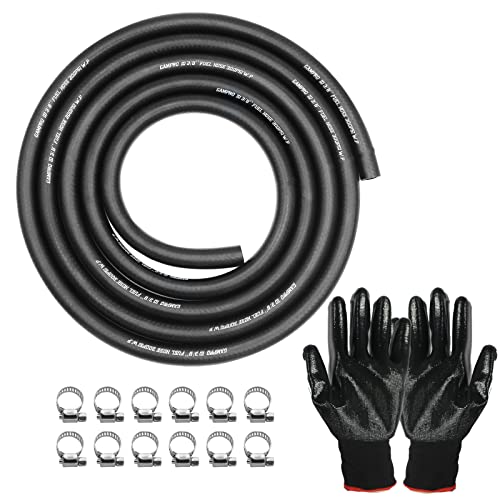 GAMPRO Benzinschlauch Kit, 3m Ø 10 mm Nitrilkautschuk Dieselschlauch Kraftstoffschlauch Starke Korrosionsbeständigkeit Ölschlauch mit 6 Stück Schlauchschellen Motorrad Roller von GAMPRO