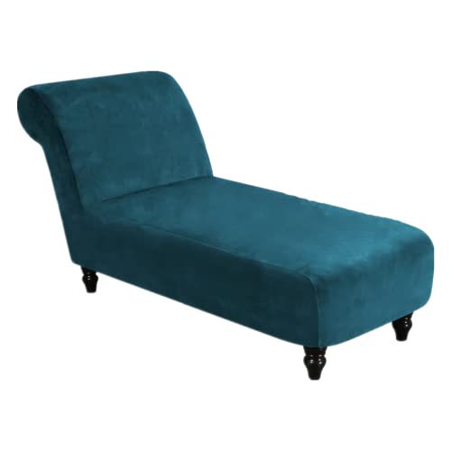 Samt-Bezug für Chaiselonge, ohne Armlehnen, Stretch, Bezug für Chaiselongue, Haustiermöbel, maschinenwaschbar, Sofa-Schonbezug (Blaugrün) von GAMUKAI