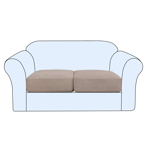 Super-Stretch-Einzelsitz-Couch-Schonbezug-Sets, Dicker, strukturierter Jacquard-Twill-Stoff (2 Stück, Khaki) von GAMUKAI