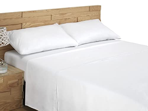 GAMUSI Bettwäsche-Set, 4-teilig, Spannbettlaken, 150 x 200 cm, 2 Kissenbezüge, 45 x 80 cm, (Bett 150 x 150 x 190 / 200 cm, einfarbig, Weiß) von GAMUSI