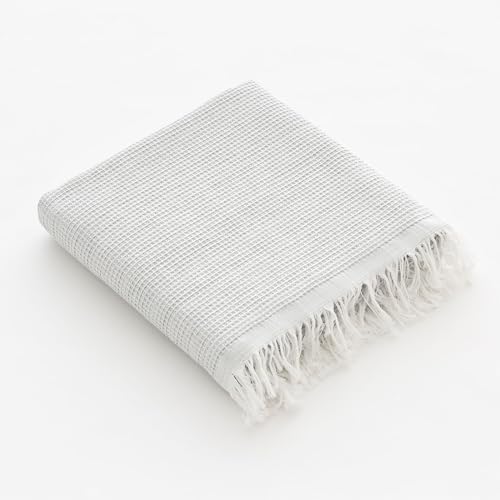 GAMUSI Fouta Pareo Strandtuch, leicht, Wabenmuster, 190 x 180 cm, Hellgrau GAMUSI Fouta Pareo Strandtuch, leicht, Wabenmuster, 190 x 180 cm, Hellgrau von GAMUSI
