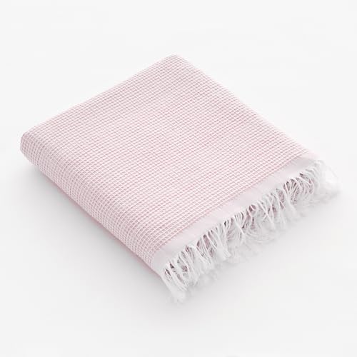 GAMUSI Fouta Pareo Strandtuch, leicht, Wabenmuster, 190 x 180 cm, Rosa von GAMUSI