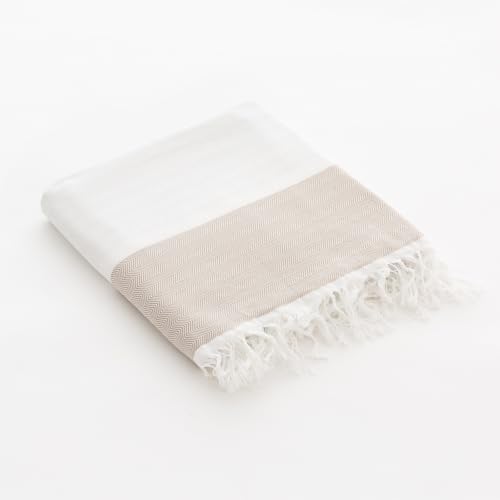 GAMUSI Fouta Pareo Strandtuch, leicht, breite Streifen, 190 x 180 cm, Beige GAMUSI Fouta Pareo Strandtuch, leicht, breite Streifen, 190 x 180 cm, Beige von GAMUSI