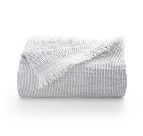GAMUSI Mehrzweck-Tagesdecke für Bett 135/150 cm und Sofa, Tagesdecke, Sofaüberwurf, 3-Sitzer, weich und atmungsaktiv, Baumwolle, Wabenmuster, 230 x 280 cm, Hellgrau GAMUSI Mehrzweck-Tagesdecke für Bett 135/150 cm und Sofa, Tagesdecke, Sofaüberwurf, 3-Sitzer, weich und atmungsaktiv, Baumwolle, Wabenmuster, 230 x 280 cm, Hellgrau von GAMUSI