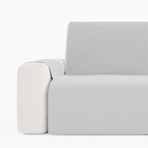 GAMUSI Sofaüberwurf für 2-Sitzer, 2-Sitzer (bis 150 cm breit), gesteppt, einfarbig, Baumwolle, atmungsaktiv, Hellgrau von GAMUSI