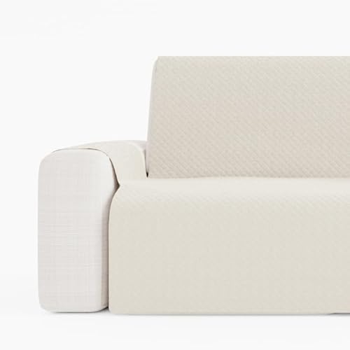 GAMUSI Sofaüberwurf für 4-Sitzer, 4-Sitzer (bis 220 cm breit), gesteppt, einfarbig, Baumwolle, atmungsaktiv, Farbe: Ecru von GAMUSI