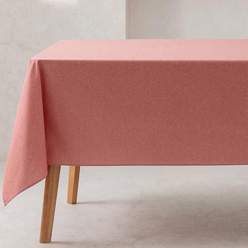 GAMUSI Tischdecke, einfarbig, Bio-Baumwolle, wasserdicht, schmutzabweisend, rechteckig, Farbe Rot, 140 x 240 cm von GAMUSI