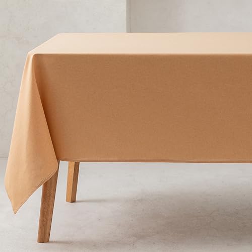 GAMUSI Tischdecke, einfarbig, Bio-Baumwolle, wasserdicht, schmutzabweisend, rechteckig, Senffarbe, 140 x 100 cm von GAMUSI
