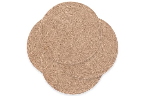 Tischsets, rund, Jute, natürlich, handgefertigt, 25 x 25 cm, 4 Stück Tischsets, rund, Jute, natürlich, handgefertigt, 25 x 25 cm, 4 Stück von GAMUSI