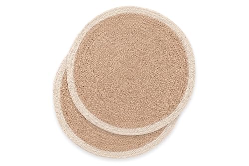 Tischsets, rund, Jute, natürlich, handgefertigt, 38 x 38 cm, 2 Stück Tischsets, rund, Jute, natürlich, handgefertigt, 38 x 38 cm, 2 Stück von GAMUSI