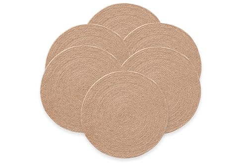 Tischsets, rund, Jute, natürlich, handgefertigt, 38 x 38 cm, 6 Stück Tischsets, rund, Jute, natürlich, handgefertigt, 38 x 38 cm, 6 Stück von GAMUSI