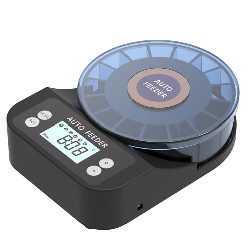 GAMWATER 60 ml Automatischer Futterspender für Aquarienfische, Futterautomat mit Timer, wiederaufladbarer Futterspender mit Timer, mit USB-Kabel, LCD-Display von GAMWATER