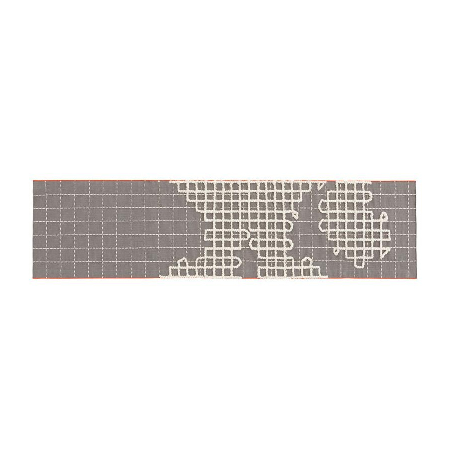 GAN - Bandas A Individual Teppich 240x60cm - grau/Handwebstuhl/Stickarbeit/LxBxH 240x60x0,8cm von GAN