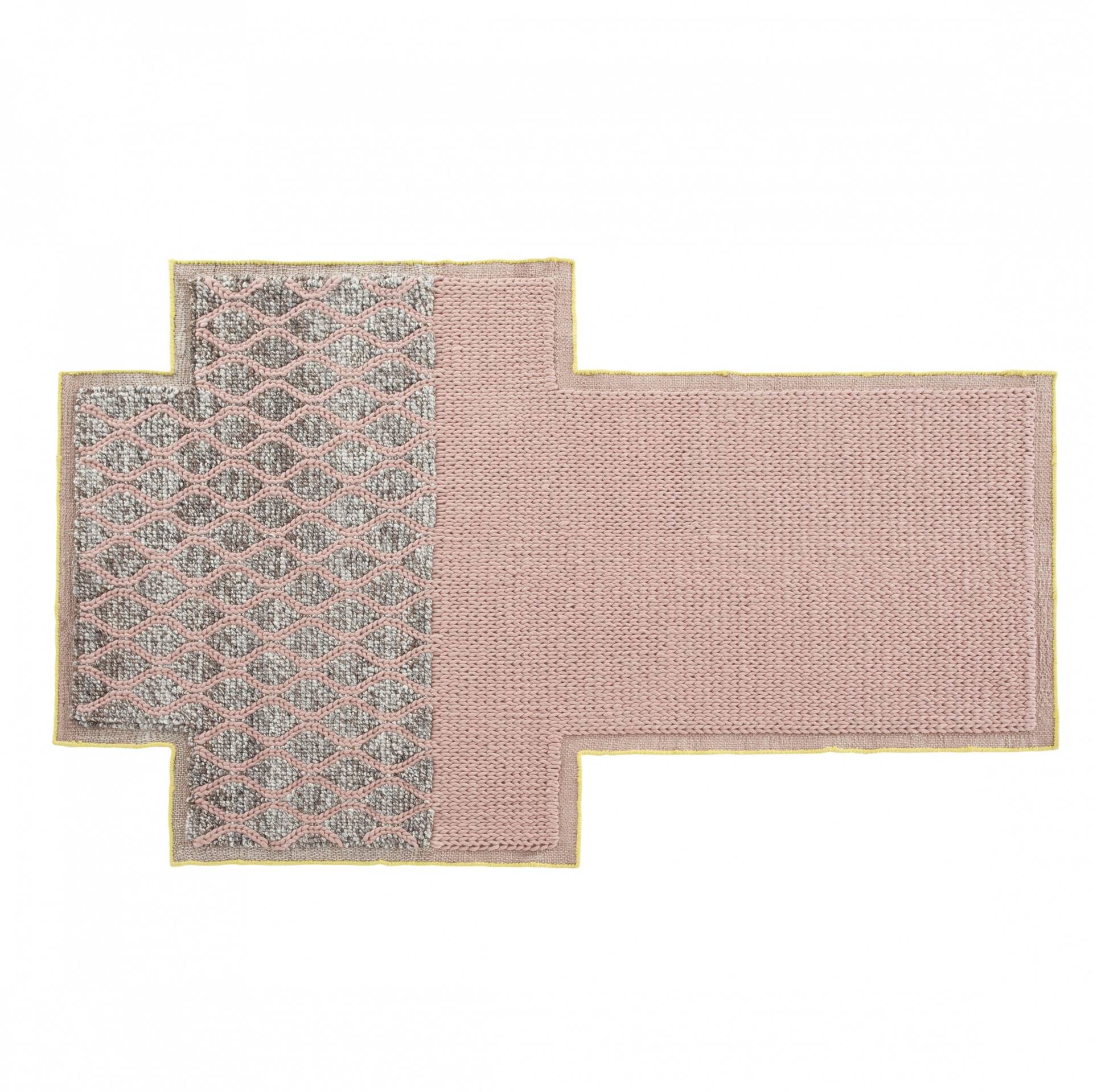 GAN - Mangas Space Rectangular Teppich - pink/grau Raute/100% neue Wolle/von Hand gewebt/250x160cm von GAN