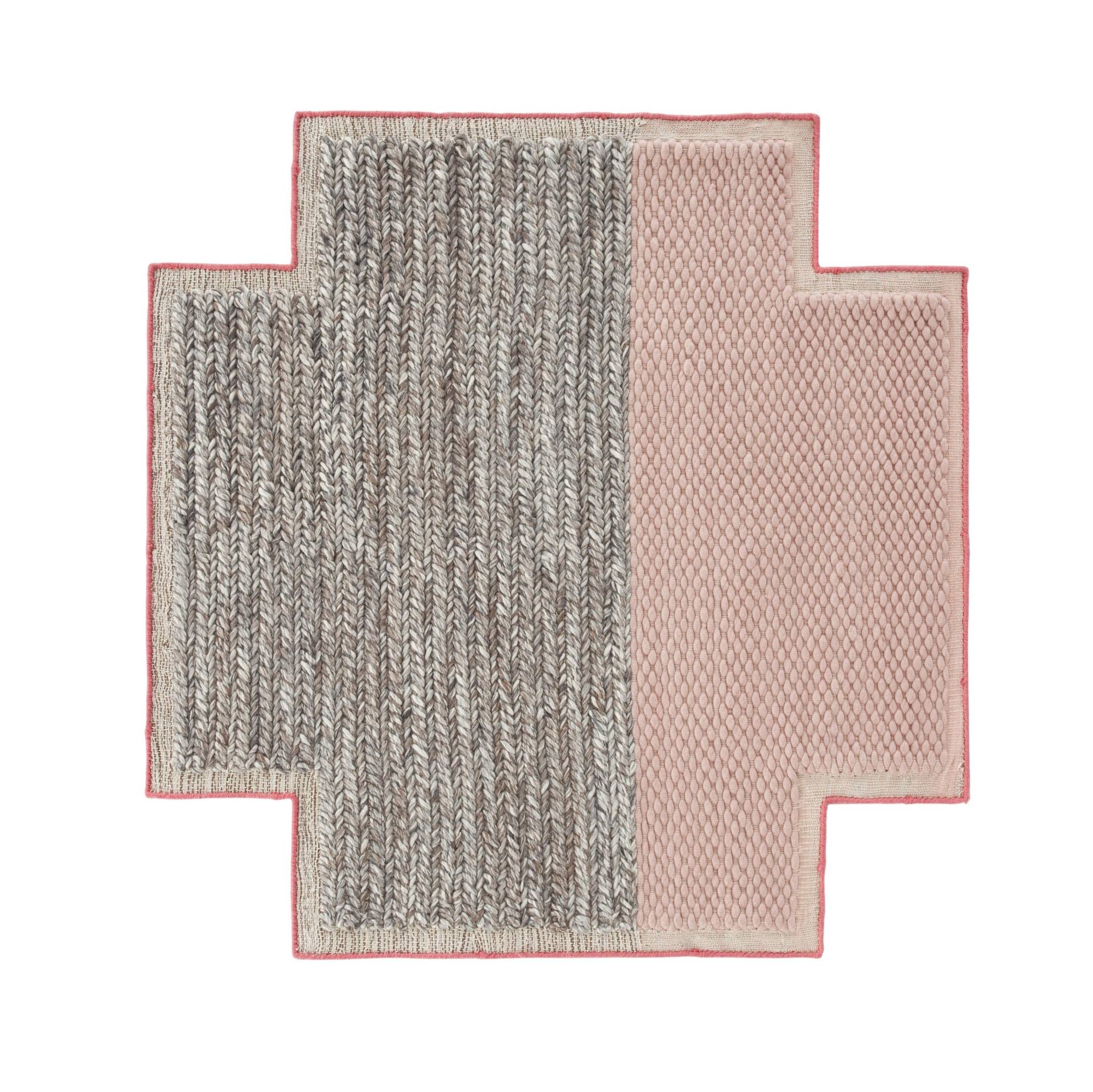 GAN - Mangas Space Square Teppich - pink/grau geflochten/100% neue Wolle/von Hand gewebt/160x160cm von GAN