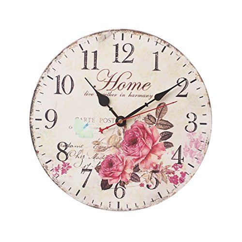 YOAI 12Zoll Wanduhr Vintage Wanduhr Holz Wanduhr Lautlos für Wohnzimmer, Küche, Büro und Schlafzimmer (Home) von YOAI
