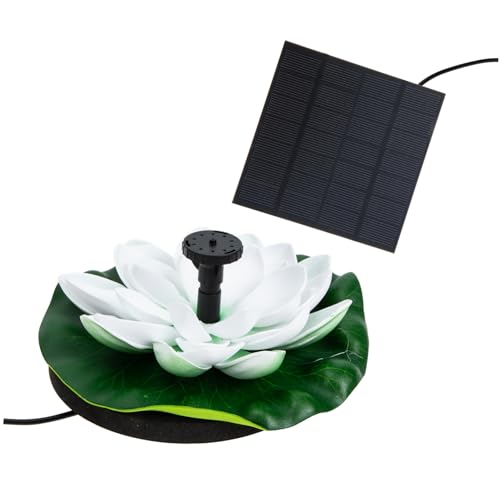 GANAZONO 1 Satz Lotus Blatt Brunnen Türdekoration Künstliche Seerosen Wasserbrunnen Im Freien Teich Aquarium Pumpe Solarwasserbrunnen Solar-brunnen-dekor Solarbrunnen Im Freien Abs Weiß Led von GANAZONO