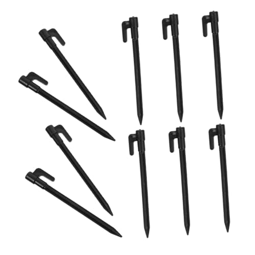 GANAZONO 10 Stück Teiliges Kunststoff Zeltheringe Windstabil Leicht Vielseitig für Strand Camping Picknick Einfache Handhabung Langlebig Schwarz für Outdoor zeltbefestigung von GANAZONO