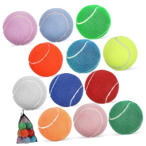 GANAZONO 12stücke Tennisbälle Für Hunde Aus Gummi Trainingsbälle Mit Tasche Geeignet Für Kleine Und Große Hunde Sowie Welpen Bunte Vielfalt Für Spiel Und Spaß von GANAZONO