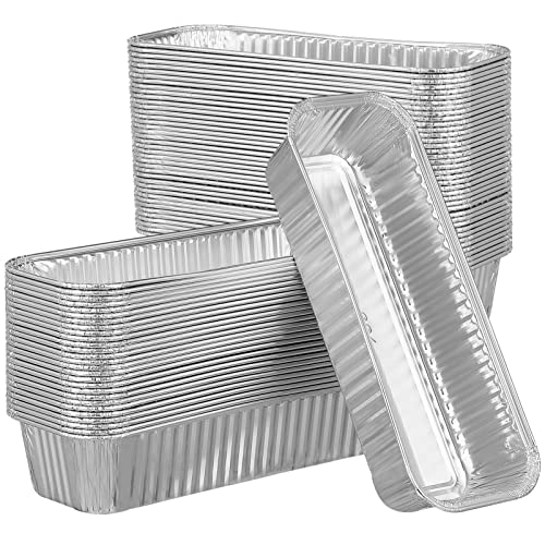 GANAZONO 125 Stück Längliche Aluminiumfolienpfannen Zum Mitnehmen Alufolie Backformen Lebensmittelablage Bratpfannen Dampftischpfanne Zum Kochen Backen Essenszubereitung Zum Mitnehmen von GANAZONO