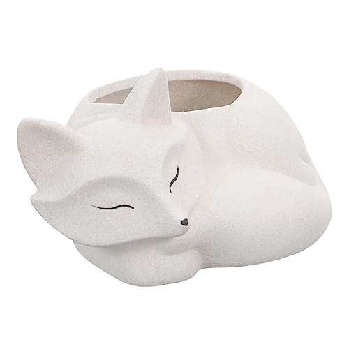 GANAZONO 1stk Fuchs Blumentopf Saftiger Behälter Fuchs Sukkulenten Töpfe Pflanzentopfhalter Kaktustopf Katze Pflanzer Gartenhaus Blumentopf Bonsai-pflanzentopf Keramik Weiß Kräuter von GANAZONO