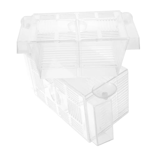 GANAZONO 2 Stück Aquarium Zuchtboxen mit Saugnapf Schwimmende Fischbrutbehälter Klare Strapazierfähige Aufzuchtboxen für Betta Fish Tank mit Trenner Inkubator Fische Zuchtbox von GANAZONO