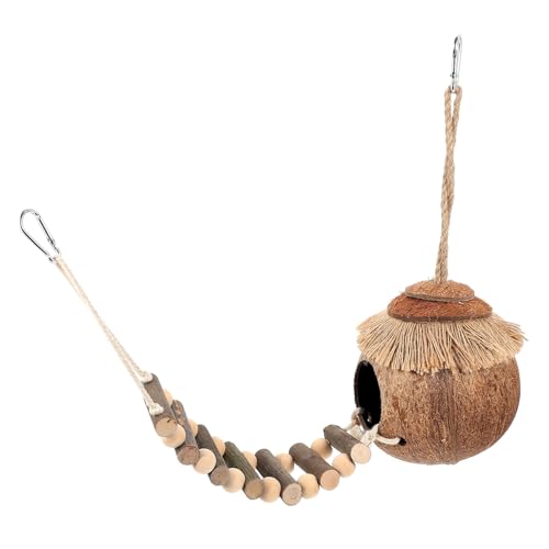 GANAZONO 2 Stück Hamster Hängendes Nest Kokosnussschale Schlafplatz mit Leiter Sicheres Kleintier Versteck für Vögel Ratten Chinchillas Haustier Käfig Zubehör GANAZONO 2 Stück Hamster Hängendes Nest Kokosnussschale Schlafplatz mit Leiter Sicheres Kleintier Versteck für Vögel Ratten Chinchillas Haustier Käfig Zubehör von GANAZONO