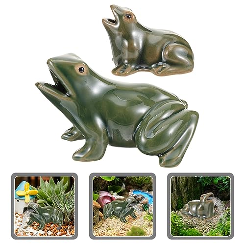 GANAZONO 2St Frosch Außendekoration Garten Froschstatue platzsparend Wohnkultur Bürodekoration Schlafzimmerdekor zirkulierender Wasserfallfrosch Tier schmücken Zen Garten Keramik Niedergang von GANAZONO