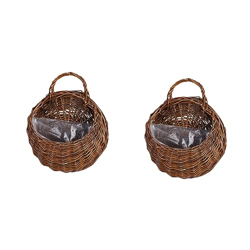 GANAZONO 2st Hängekörbe Für Pflanzen Im Innenbereich Rattan Wandpflanzer Drinnen Rustikal Pflanzkorb Für Zimmerpflanzen Hängekorb Aus Rattan Hängender Korb Bambus Blumentopf Dekorative Wand von GANAZONO
