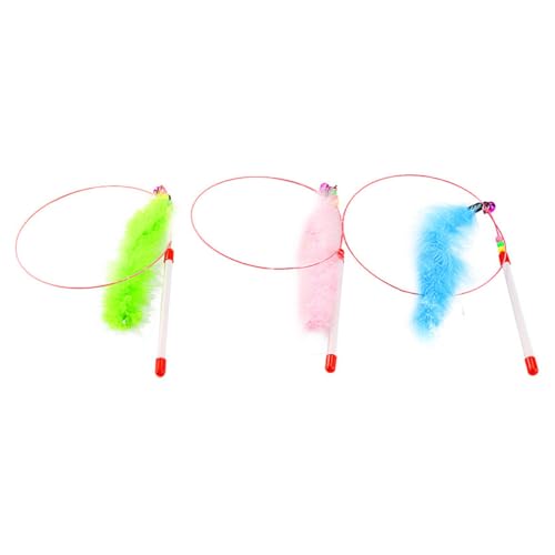 GANAZONO 3 Stück Teiliges Katzenspielzeug mit Bunten Federn Stahlseil und Rutschfestem Kunststoffgriff Interaktives Katzenflirtspielzeug für Aktives und Beschäftigung zu Zufällige Farbe GANAZONO 3 Stück Teiliges Katzenspielzeug mit Bunten Federn Stahlseil und Rutschfestem Kunststoffgriff Interaktives Katzenflirtspielzeug für Aktives und Beschäftigung zu Zufällige Farbe von GANAZONO