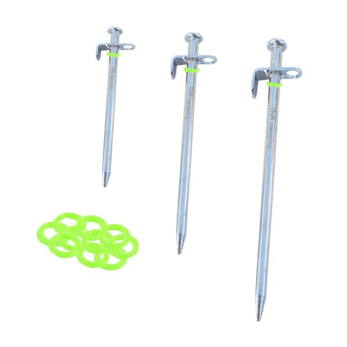 GANAZONO 4 Stück Teiliges Zeltheringe aus Stahl Rostfrei Stabile Zelt heringe mit Fluoreszierenden Ringen für Camping Outdoor Pavillon Sonnenschirm Bodenanker Geeignet für Harte Böden Gras von GANAZONO
