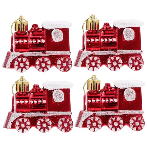 GANAZONO 4 Stück Weihnachtsbaumschmuck Kleine Rote Autoanhänger Teiliges aus Strapazierfähigem Kunststoff für Christbaumdekoration und Festliche Wohnraumgestaltung von GANAZONO