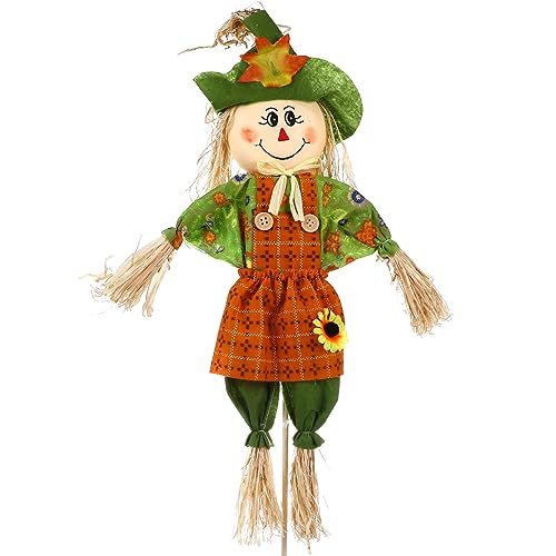 GANAZONO Ernte Vogelscheuche Deko Aufsteller Vogelabwehr Stehende Strohpuppe Dekofigur Gartenstecker Beetstecker Herbst Deko Figur Halloween Dekoration für Herbst Thanksgiving Zuhause Garten von GANAZONO