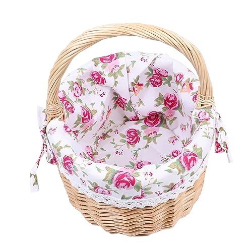 GANAZONO Geflochtener Handkorb Handheld Gewebter Trockenblumenkorb Ostereier- Picknickkorb Busket Für Blumenmädchen Weidenkorb Outdoor-webkorb Osterkorb Manager Tragbar Hölzern Kind von GANAZONO
